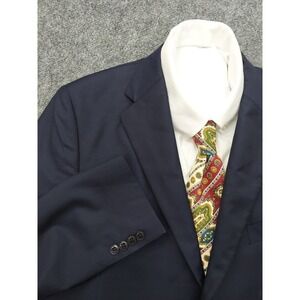 Jos A Bank Ermenegildo Zegna Blazer Jacket Mens 43 R Wool Super 120s Blue Suit